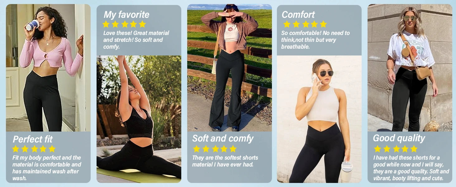 Crossover V-Waist Flare Leggings – Women’s High Waist Tummy Control Wide Leg Yoga & Workout Pants