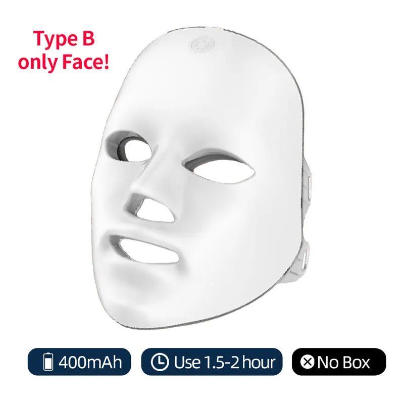 Wireless 7 Colors LED Face & Neck Mask | Photon Facial Rejuvenation & Skin Tightening