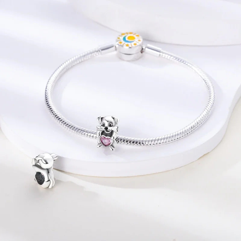Cute Pet Kitten Puppy Sheep Charms | Fit 925 Original Pandora Bracelets | Colorful Zircon Beads DIY Jewelry Gift