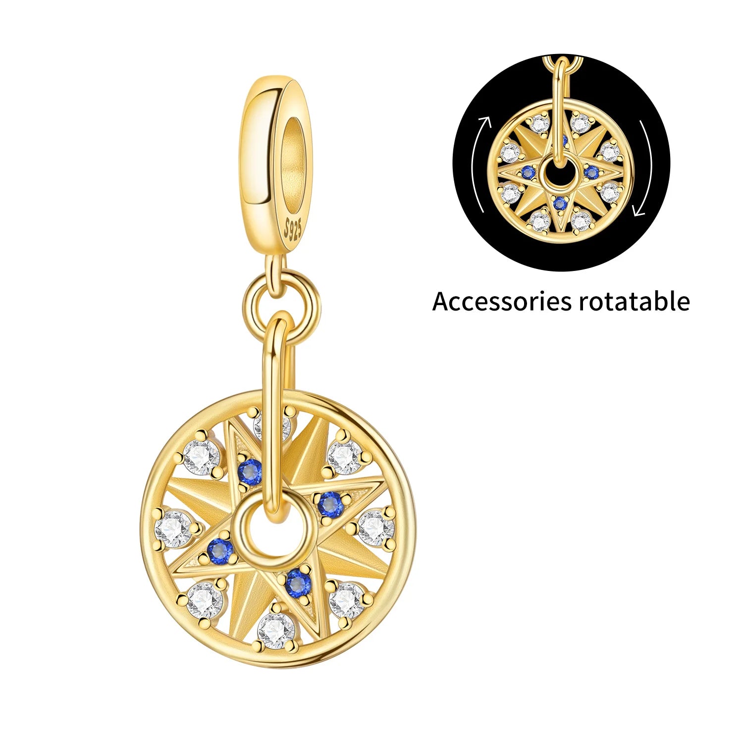 PANPOKI 925 Sterling Silver Switchable Book Pendant Charm | Original Bracelet Beads DIY Jewelry Gift for Women