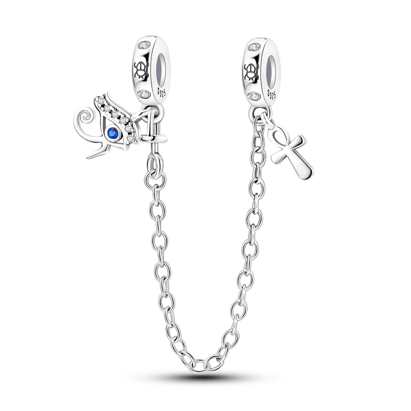 Silver Clasp 925 Sterling Silver Round Daisy Charm Beads | Safety Chain Pendant for Original Bracelets Jewelry