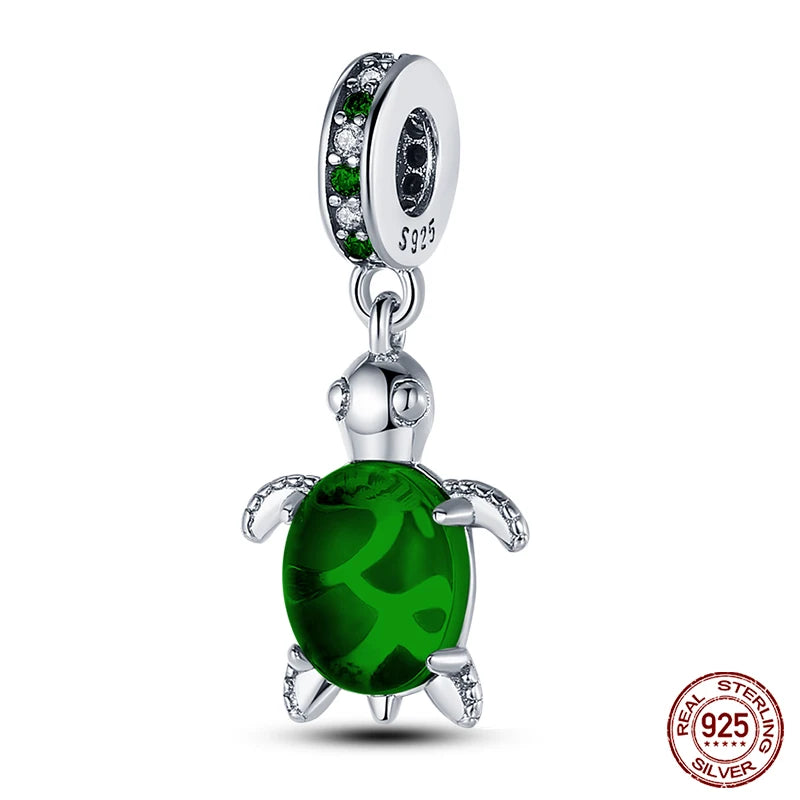 Blue Ocean Series 925 Sterling Silver Turtle Crab Mermaid Charms for 3mm Bracelet