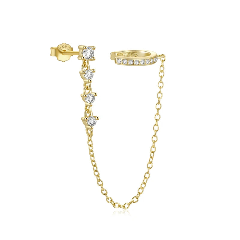 CANNER 925 Sterling Silver Horse Eye Tassel Zircon Drop Earrings – Minimalist Geometric Jewelry for Women