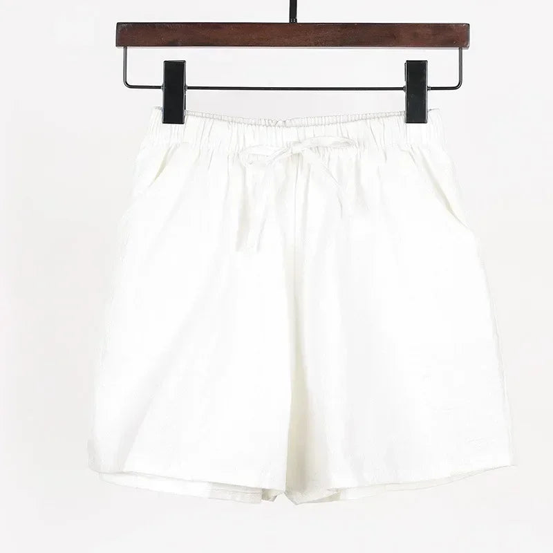 2024 Women’s Cotton Linen Summer Shorts – Casual Solid High Waist Loose Shorts with Pockets | Plus Size Soft Girls Shorts