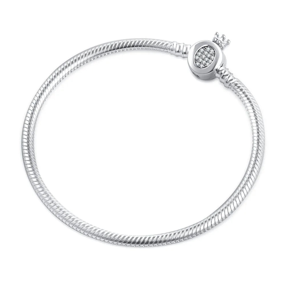 2025 High Quality Heart-shaped Stars Moon Crown Bracelet Charm | 925 Silver Pendant Bead for Women DIY Jewelry Gift