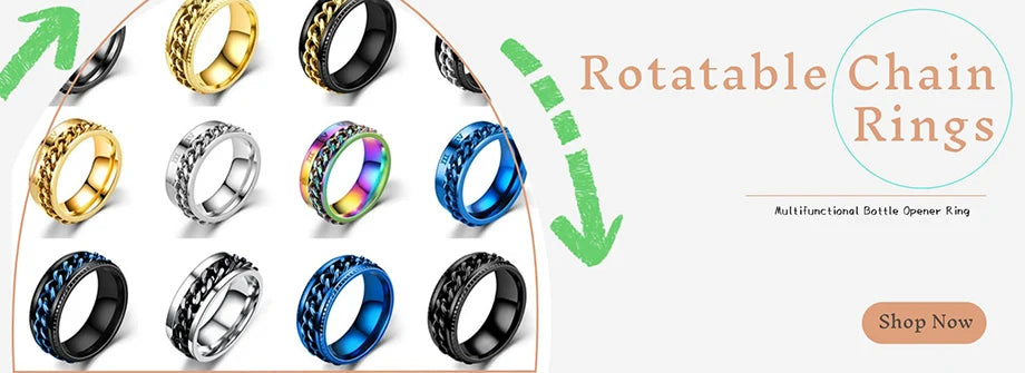 Adjustable Fashion Fidget Anxiety Ring for Women Gold Color Beaded Spinner Ring