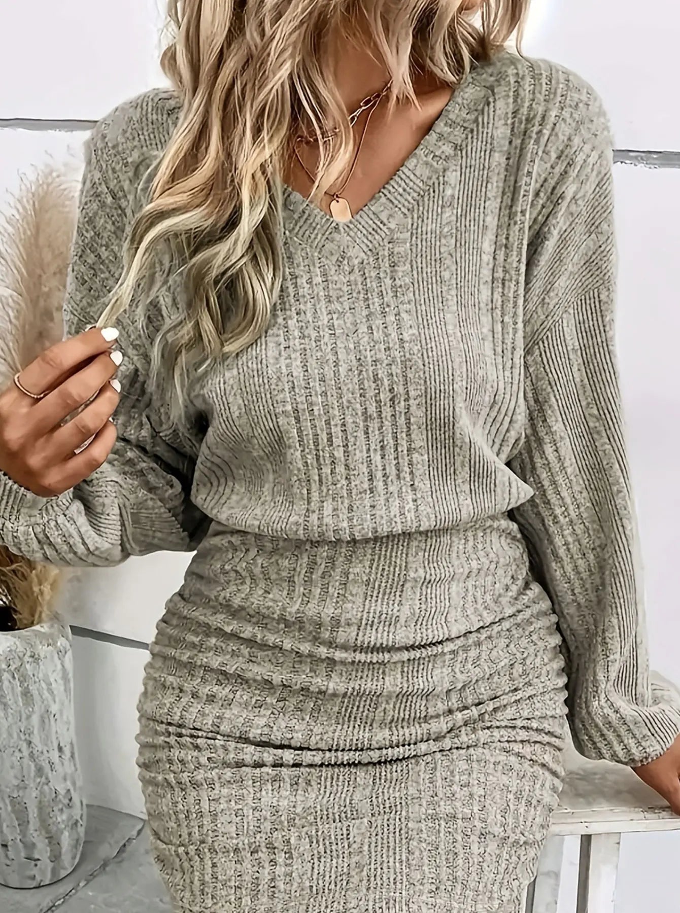 Khaki Women’s Oversized Woven Dress – Casual Bohemian Maxi Summer A-Line Full-Length Dress