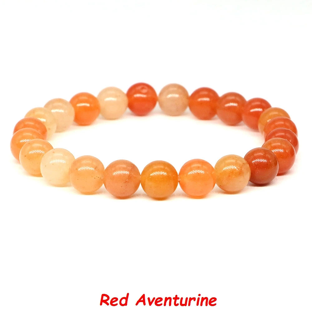 Natural Stone Healing Crystal Bracelet | Amethyst, Quartz & Agate Round Beads Elastic Stretch Bangle for Women & Men