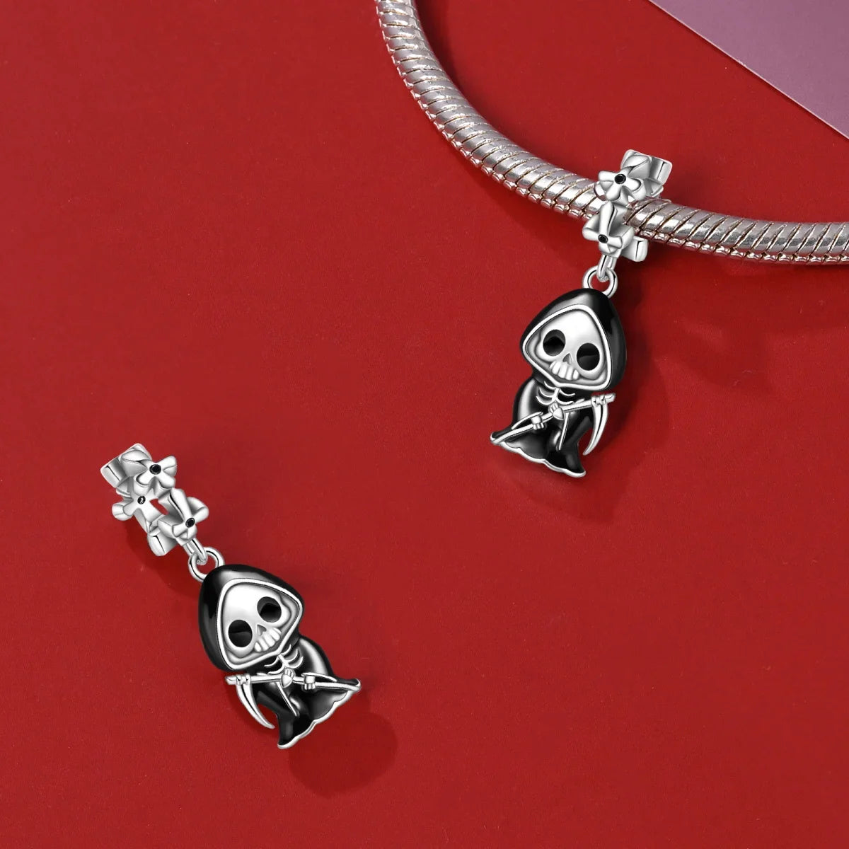 925 Sterling Silver Halloween Skull & Ghost Charms – Colored Beads Fit Original Pandora Bracelet DIY Jewelry Gift for Women