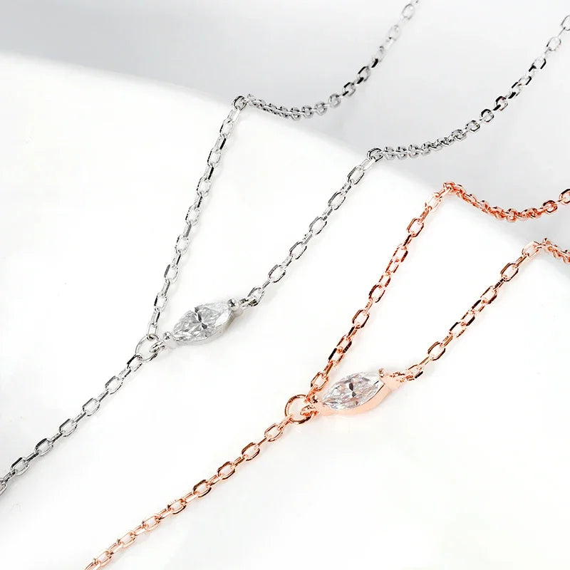 Smyoue Marquise Cut Moissanite Body Chain – Adjustable 925 Silver Plated 18K Jewelry for Women