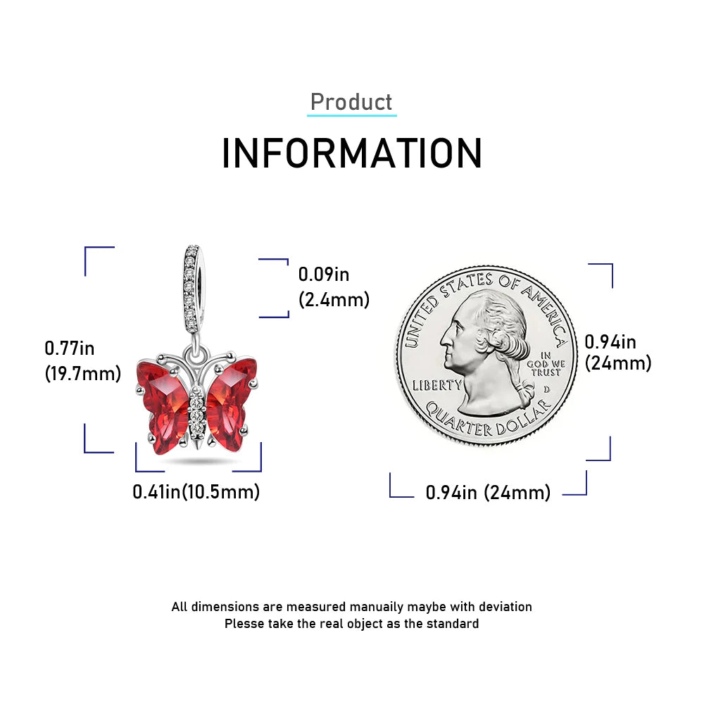 925 Sterling Silver Red Heart Charms | Apple, Rose & Gift Box Beads Fit Original Bracelet Necklace Women Jewelry