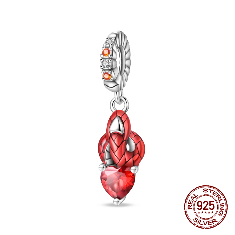 925 Sterling Silver Red Series Charms | Heart, Car & Strawberry Dangle Beads for Original Bracelet DIY Jewelry