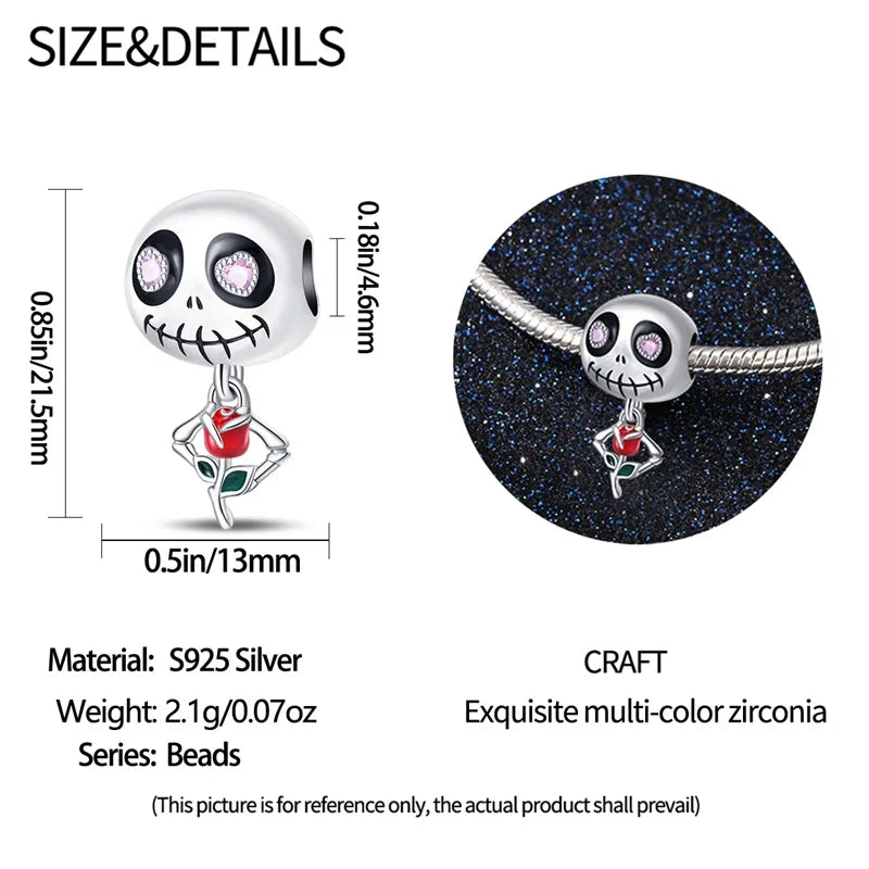 925 Sterling Silver Halloween Skull Bat Pumpkin Charm | Fit Original Bracelet & Necklace DIY Jewelry