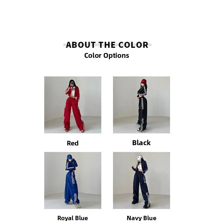 Women’s High Waist Wide Leg Pants | American Style Loose Straight Trousers with Elastic Waist & Cuffed Hem