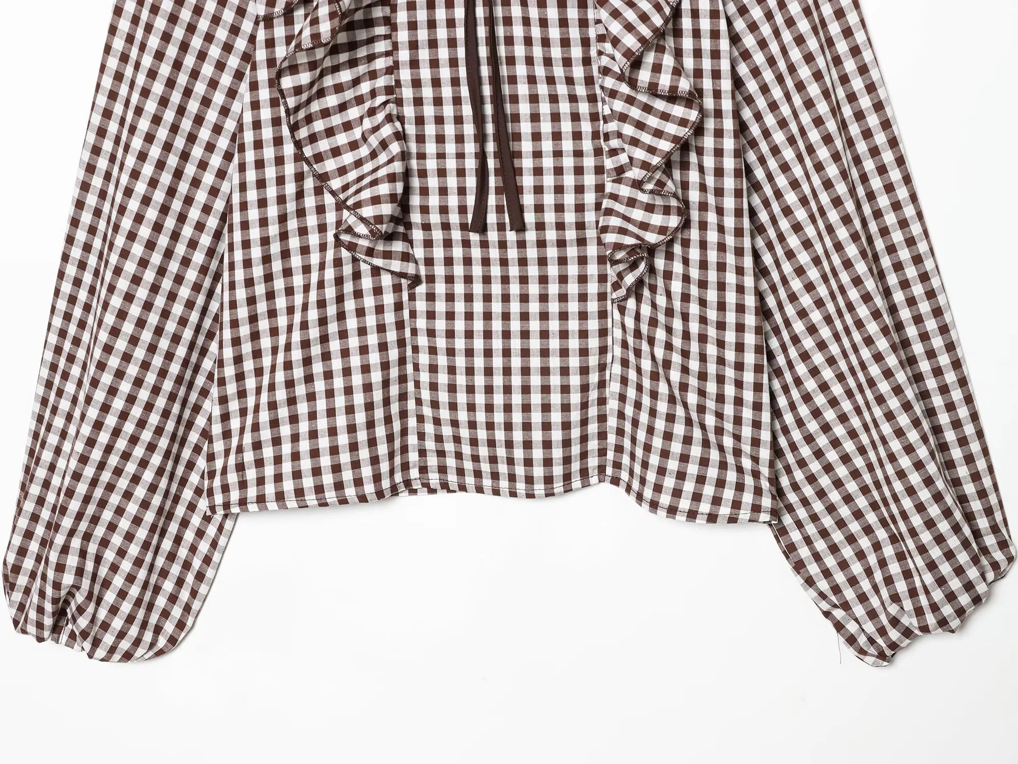 2025 Women’s Winter Casual Small Check Layered Shirt – Round Neck Long Sleeve Loose Top ❄️👚