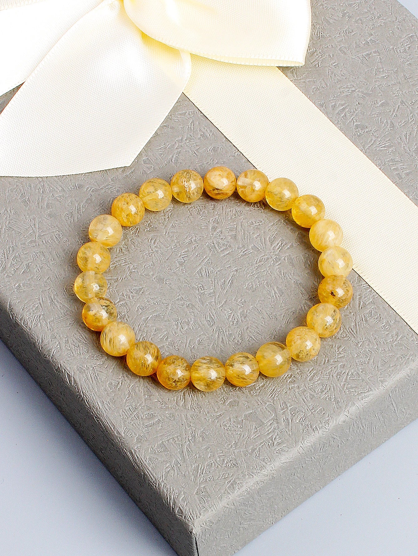 Natural Yellow Citrine Stone Bead Bracelet – Wealth, Success & Positive Energy Healing Crystal Jewelry Gift for Women