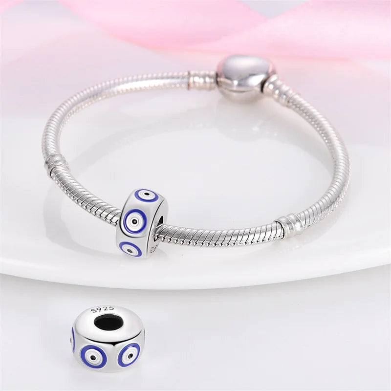 925 Sterling Silver Round Colored Zircon Spacer Beads – Fits Pandora Original Bracelets DIY Exquisite Party Jewelry