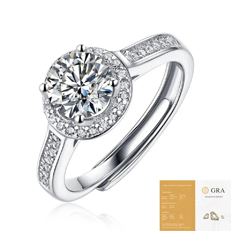 1ct D Color Moissanite Engagement Ring 925 Sterling Silver Gold Plated Solitaire Ring