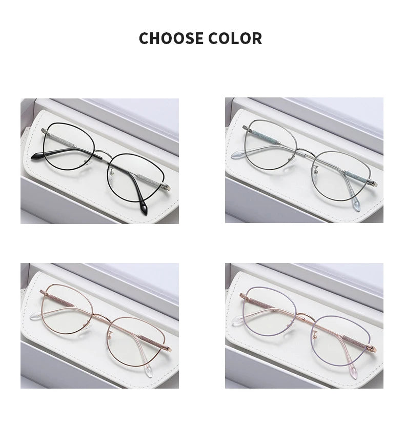 2025 New Fashion Cat Eye Glasses – Popular Non-Face Frame Myopia Eyewear | Light-Discolored Lenses Glasses 050