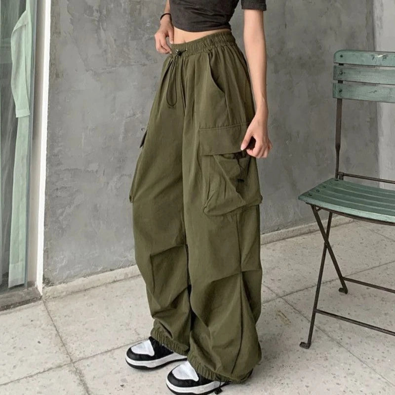 Retro Women’s Cargo Pants – High Waist Streetwear Casual Harajuku Sports Sweatpants