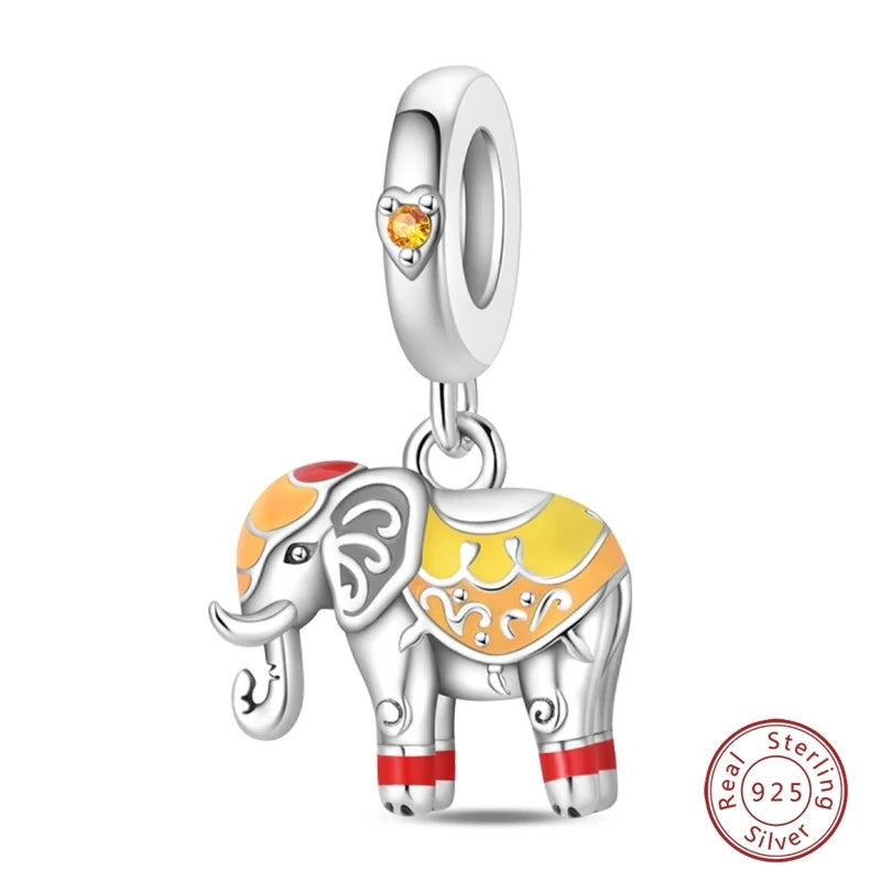 925 Sterling Silver Animal & Love Charms | Cat, Elephant, Bear, Swan & Easter Egg Beads Fit Original 3mm Bracelets DIY Jewelry