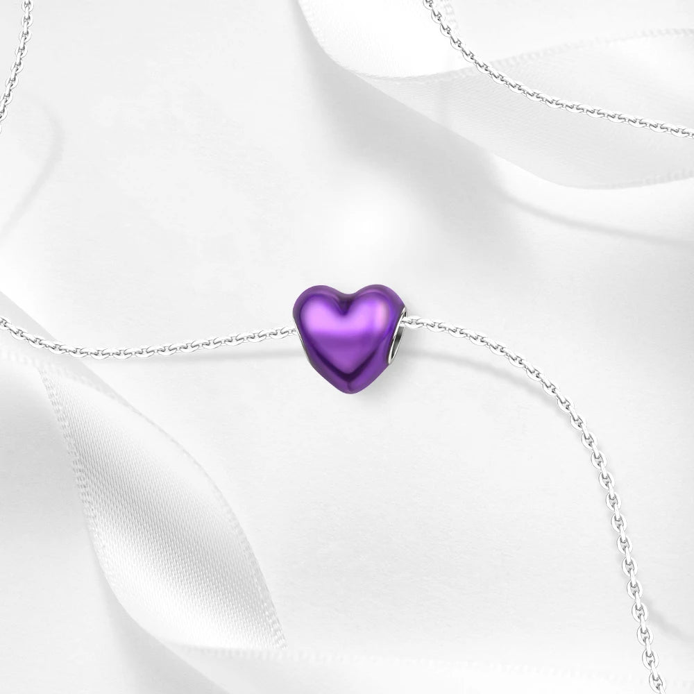 2025 New 925 Sterling Silver Colorful Shine Heart Charm Beads | Fit Snake Chain Bracelet & Necklace Women DIY Jewelry