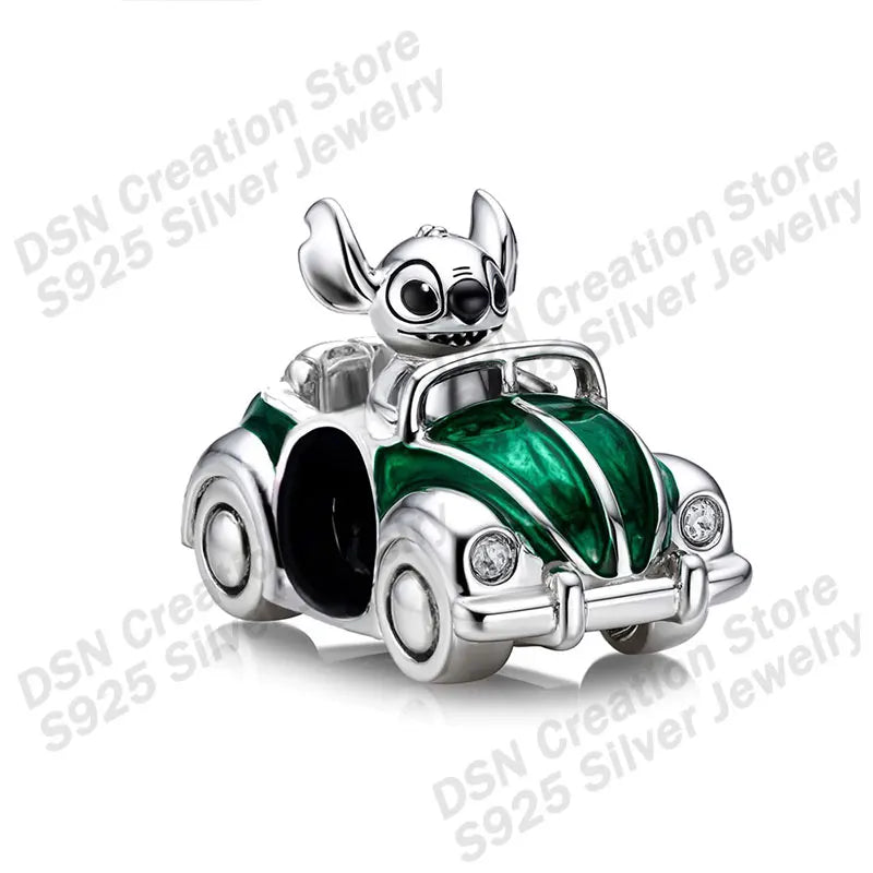 925 Sterling Silver Disney Charms | Stitch, Mickey & Cheshire Cat Beads for Original Bracelet Halloween Jewelry Gift