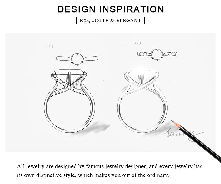 JewelryPalace Moissanite D Color Round Ring | 1–3ct S925 Sterling Silver Wedding & Engagement Ring