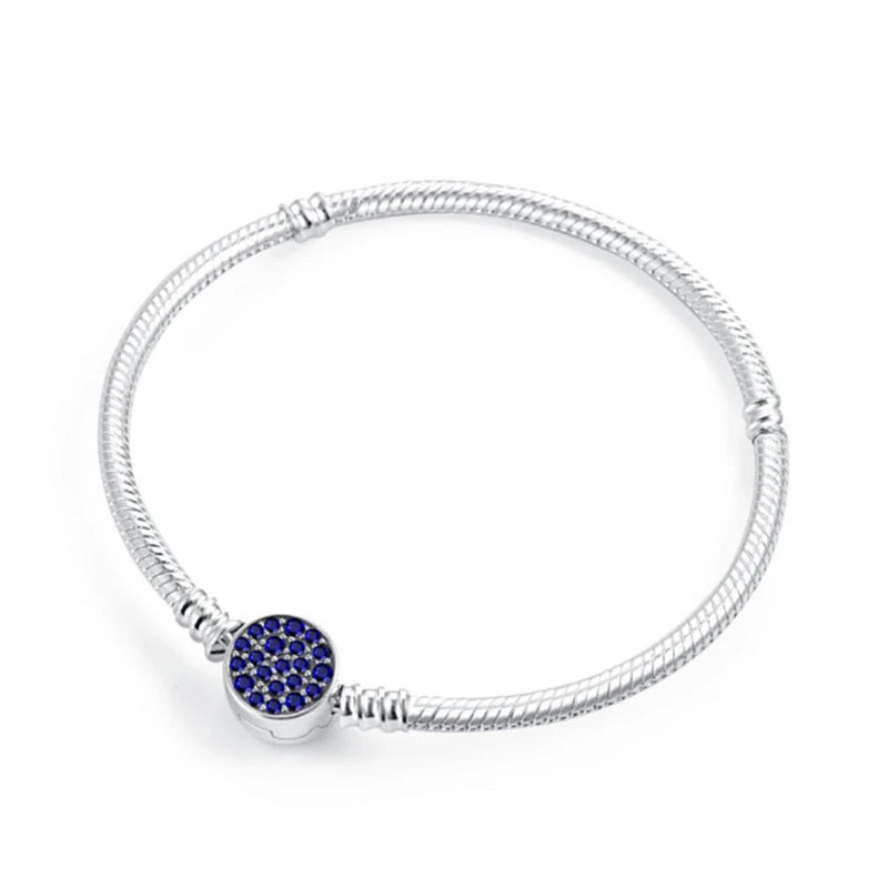 2025 Hot Selling 925 Sterling Silver Leaves & Pearl Blue Charm Bracelet – Women’s DIY Fashion Jewelry Gift