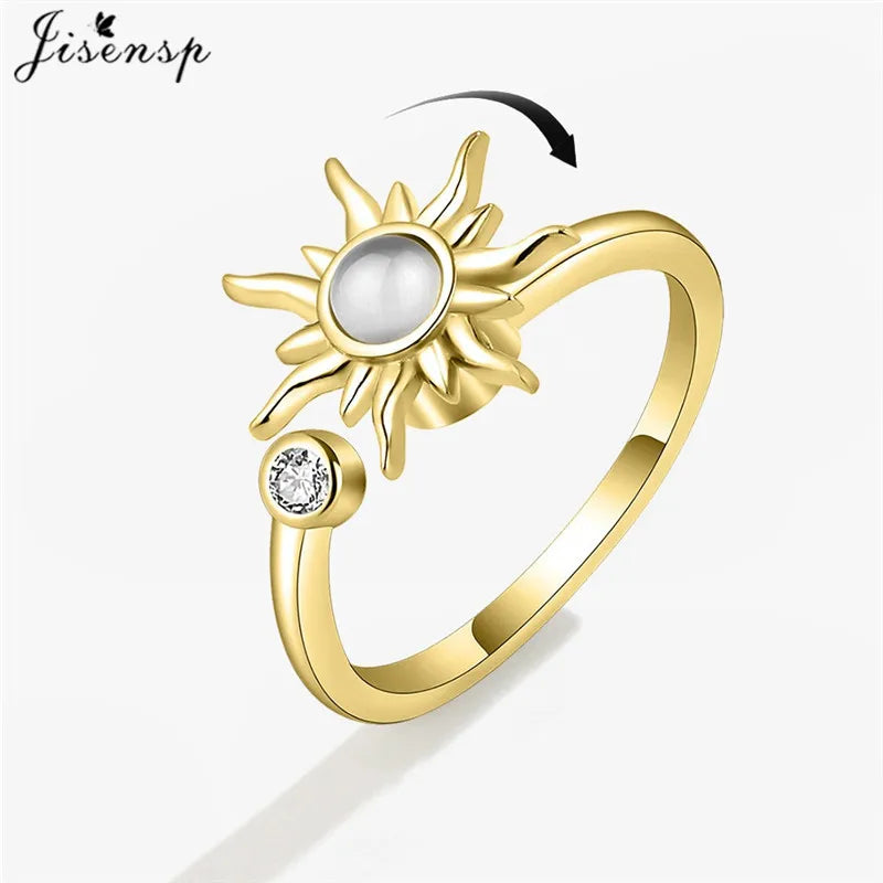 Luxury Fashion Fidget Spinner Ring | Crystal Planet & Butterfly Finger Ring for Women, Anti-Stress Jewelry