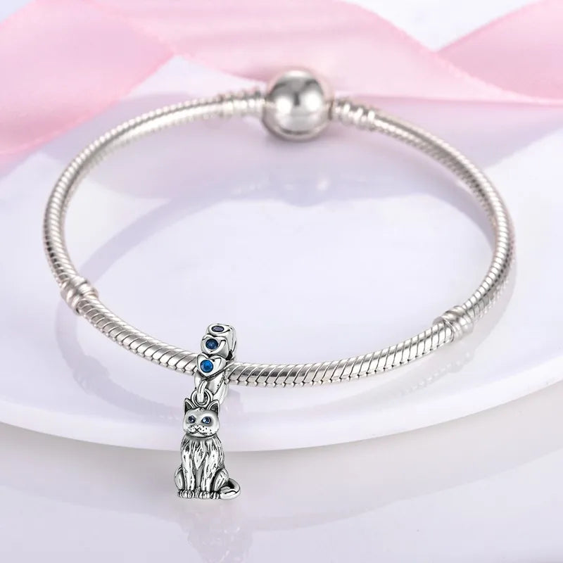 Cat Collection 925 Sterling Silver Charms Bead | Persian Bell & Multifarious Cat Dangle Fit Pandora Bracelet Necklace DIY Jewelry