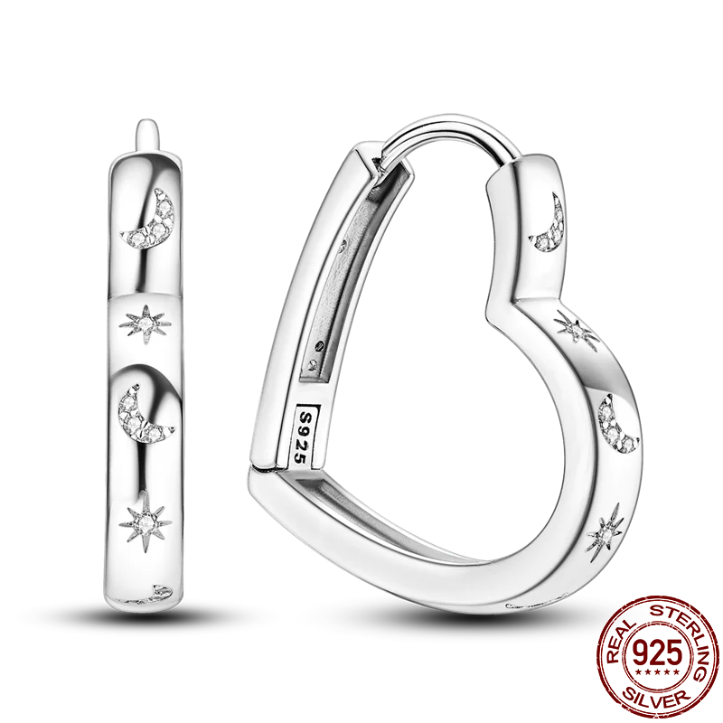 925 Sterling Silver Creative Hoop Earrings | Dangler Charms with Pave CZ for Women