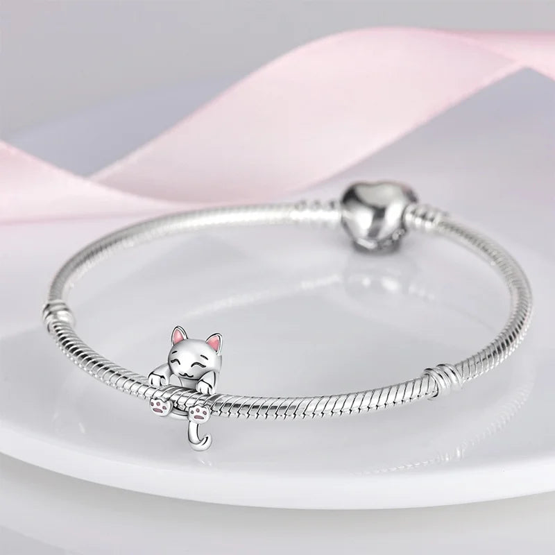 Cute Pet Kitten Puppy Sheep Charms | Fit 925 Original Pandora Bracelets | Colorful Zircon Beads DIY Jewelry Gift