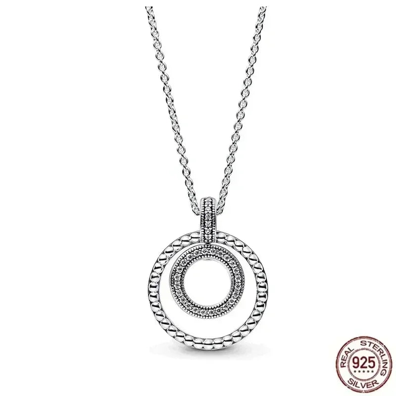 925 Sterling Silver Shiny Round Heart Necklace | Classic Elegant Charm Jewelry Gift for Women