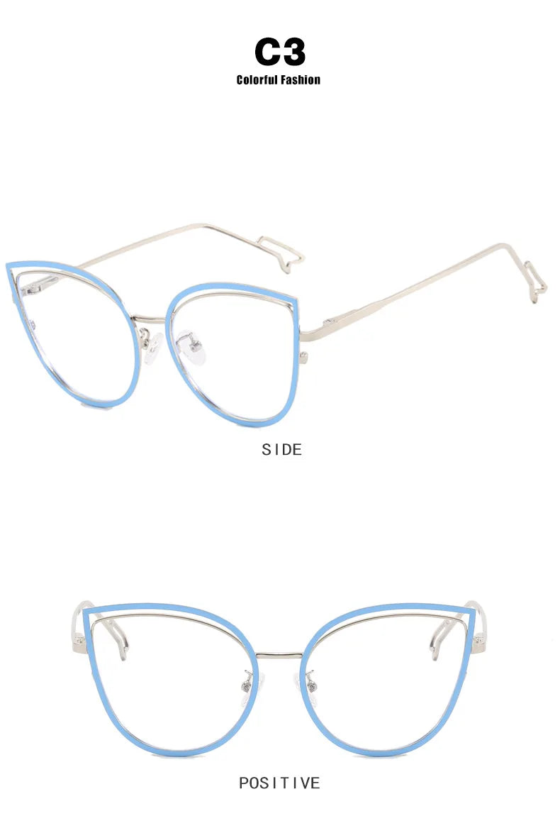 TANOXI Anti Blue Ray Reading Glasses for Women – Ins Metal Business Sunglasses for Men | Cat Eye Goggle UV400 Oculos Sol