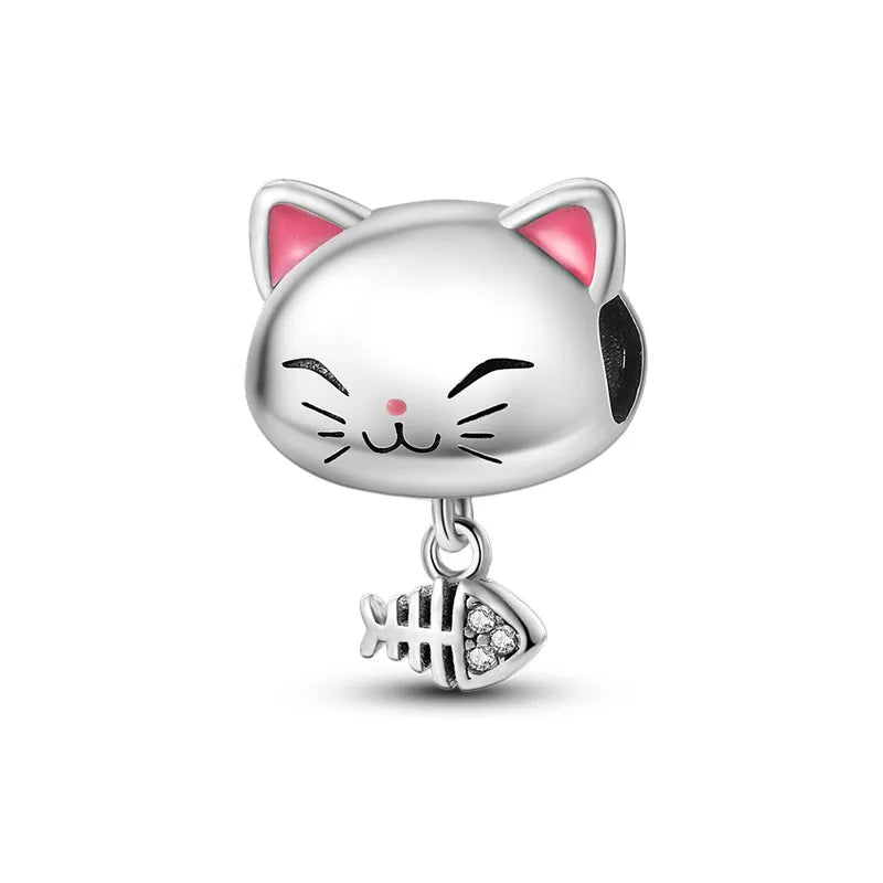 Cat Collection 925 Sterling Silver Charms Bead | Persian Bell & Multifarious Cat Dangle Fit Pandora Bracelet Necklace DIY Jewelry