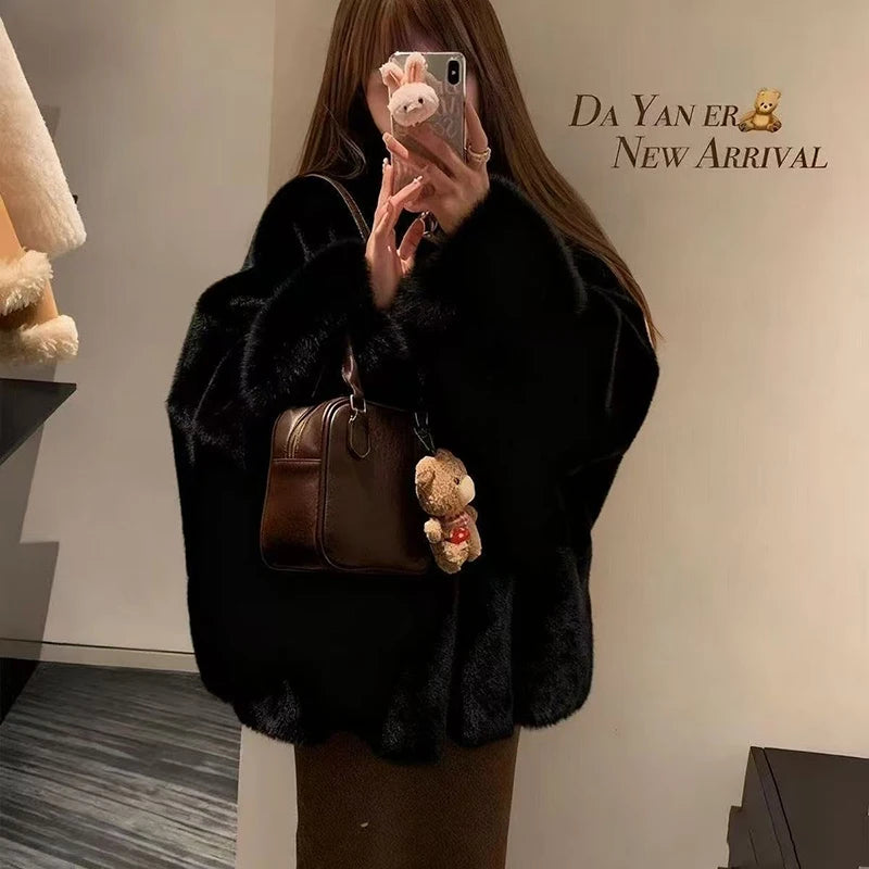 Women’s Faux Mink Fur Coat – Thick Loose Winter Jacket | Y2K Fashion Streetwear Outerwear