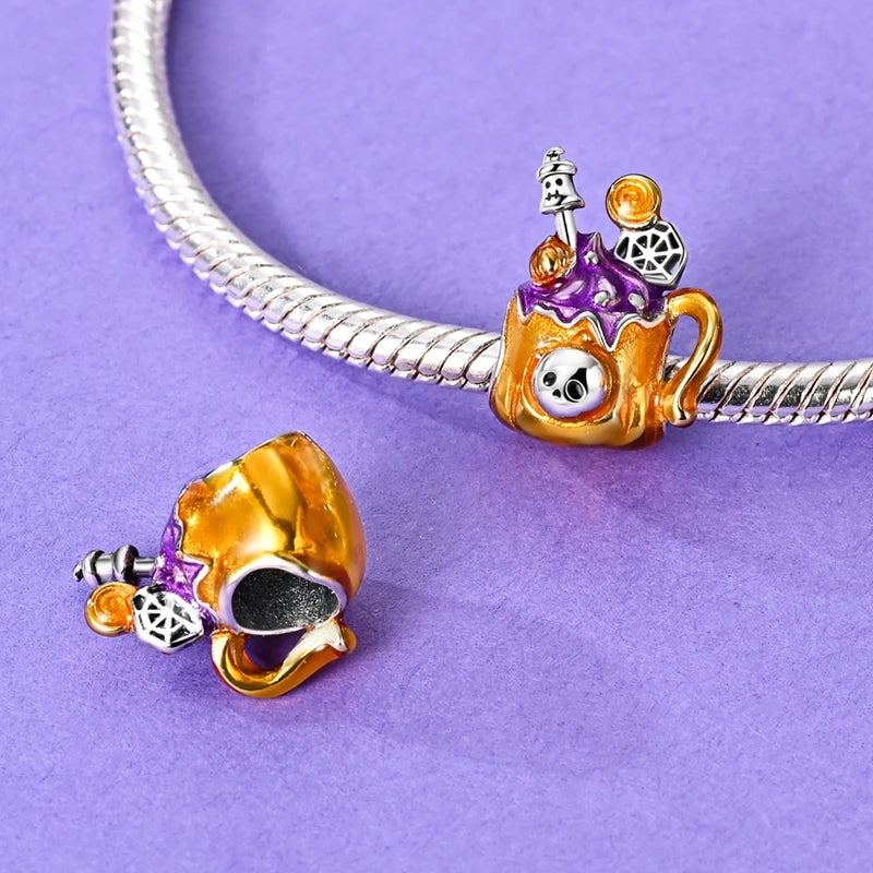 925 Sterling Silver Halloween Series Charms | Pumpkin, Witch, Skull & Candy Beads Fit Original Bracelet DIY Jewelry