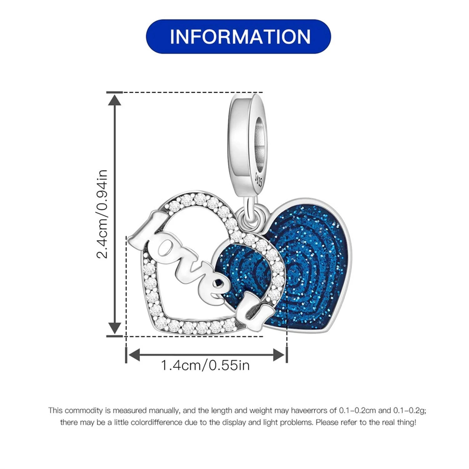 925 Sterling Silver Blue Star Compass Charm Pendant | Fit Bracelet DIY Jewelry Gift for Women