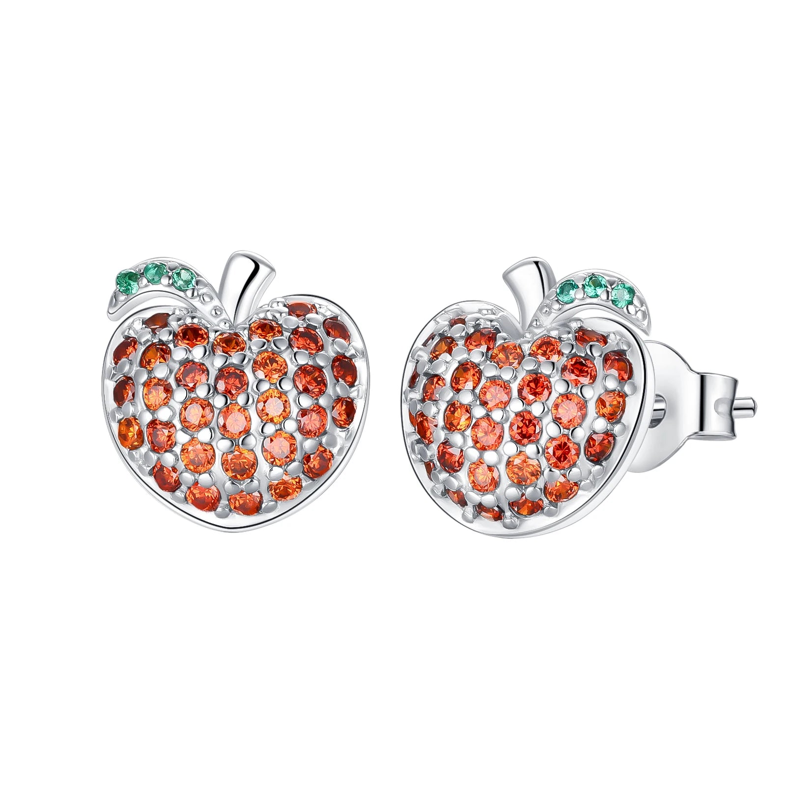 Original 925 Sterling Silver Fruit Series Earrings | Cherry & Strawberry Zircon Hoop Studs for Women Girls Party Jewelry
