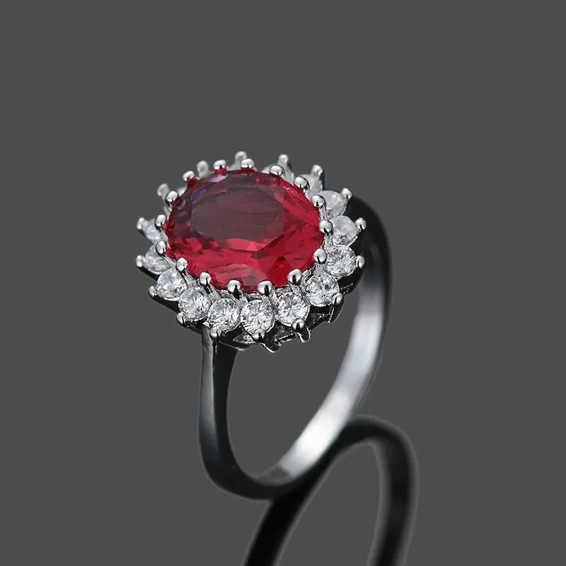 925 Sterling Silver Oval Sapphire Zircon Open Charm Ring – Women’s Wedding, Promise & Party Jewelry Gift