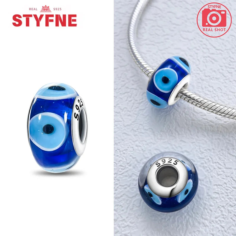 925 Sterling Silver Blue Series Crystal Enamel Murano Bead | Fit Original Bracelet Women DIY Fine Jewelry Gift