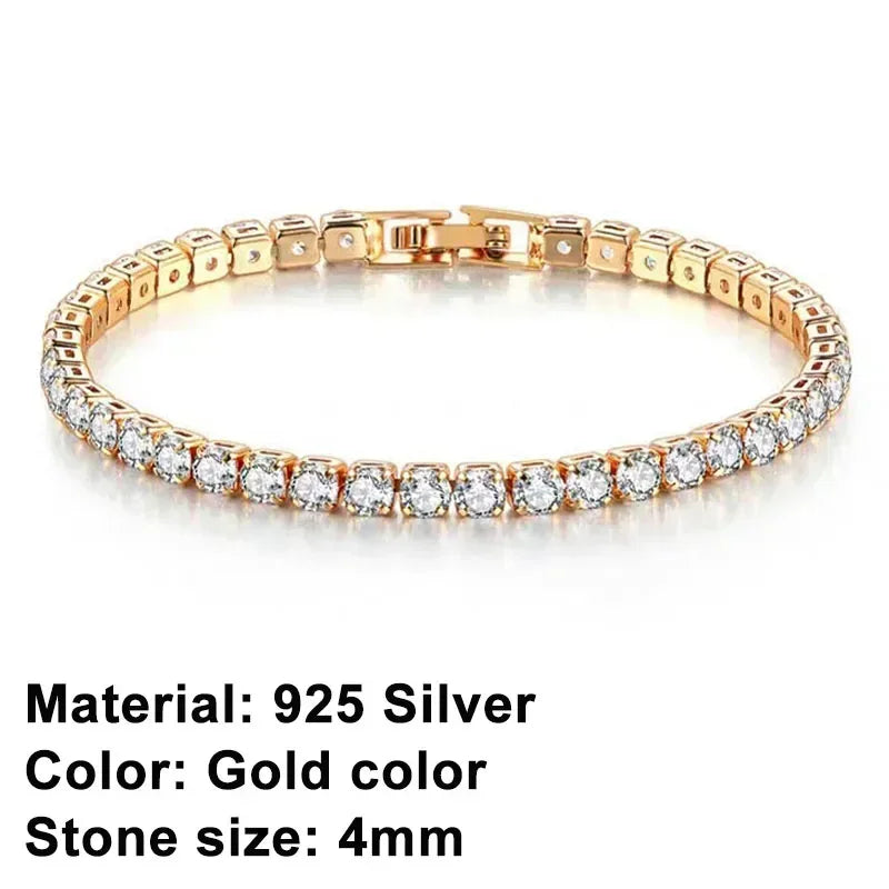 925 Sterling Silver Rose Gold Tennis Bracelet | Sparkling Cubic Zirconia Luxury Crystal Jewelry for Women