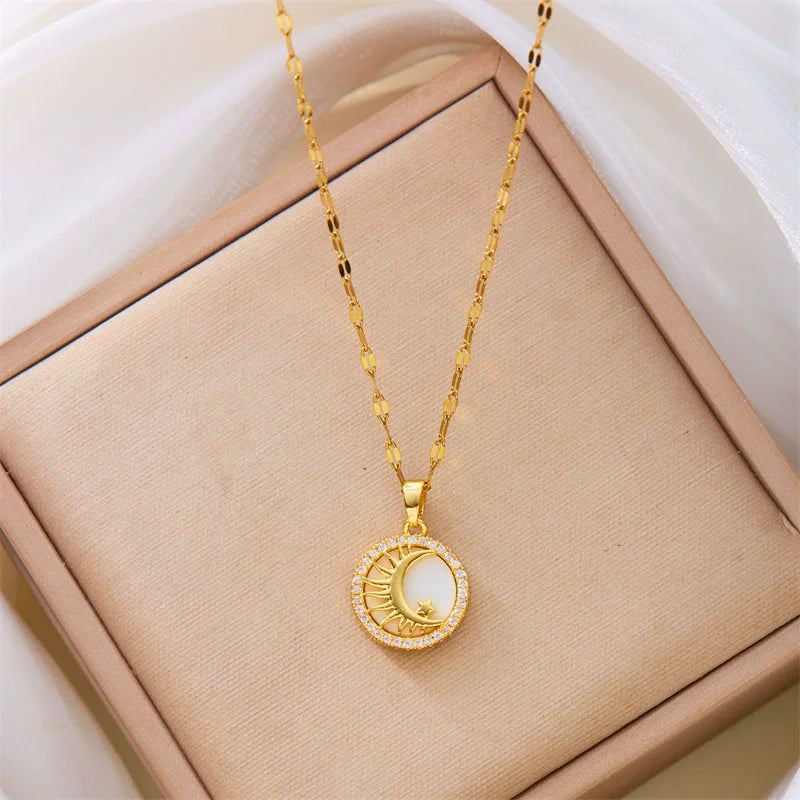 Sun Necklace for Women – Gold Plated Opal Sun Pendant Rapunzel Choker Wedding Party Jewelry Gift