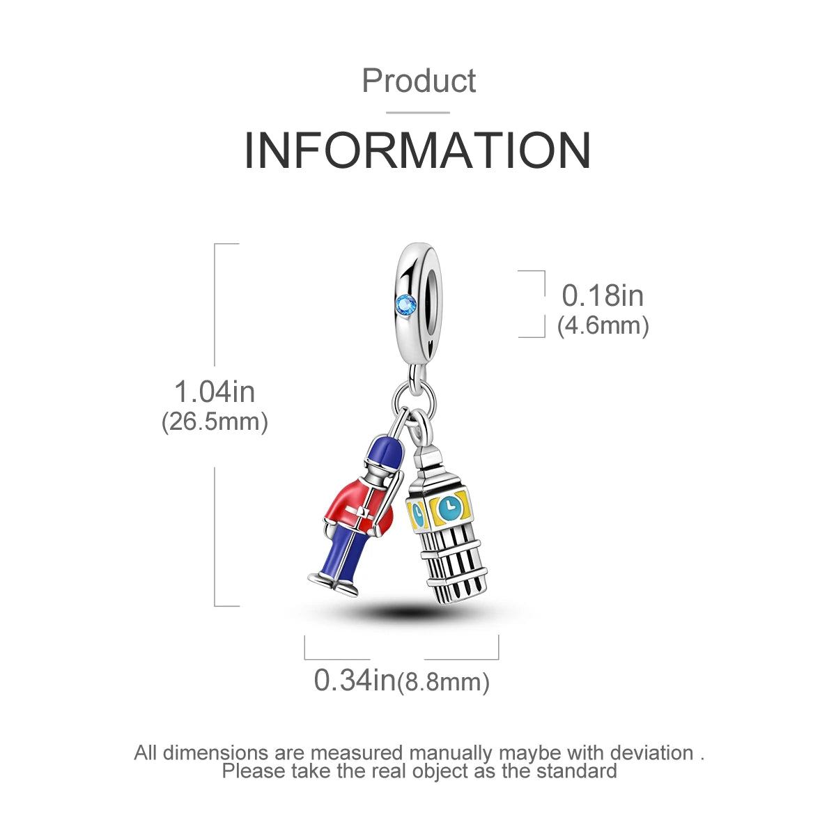 925 Sterling Silver Golden London Big Ben Charm Pendant | Travel Series Bead for Women DIY Bracelet Jewelry Gift