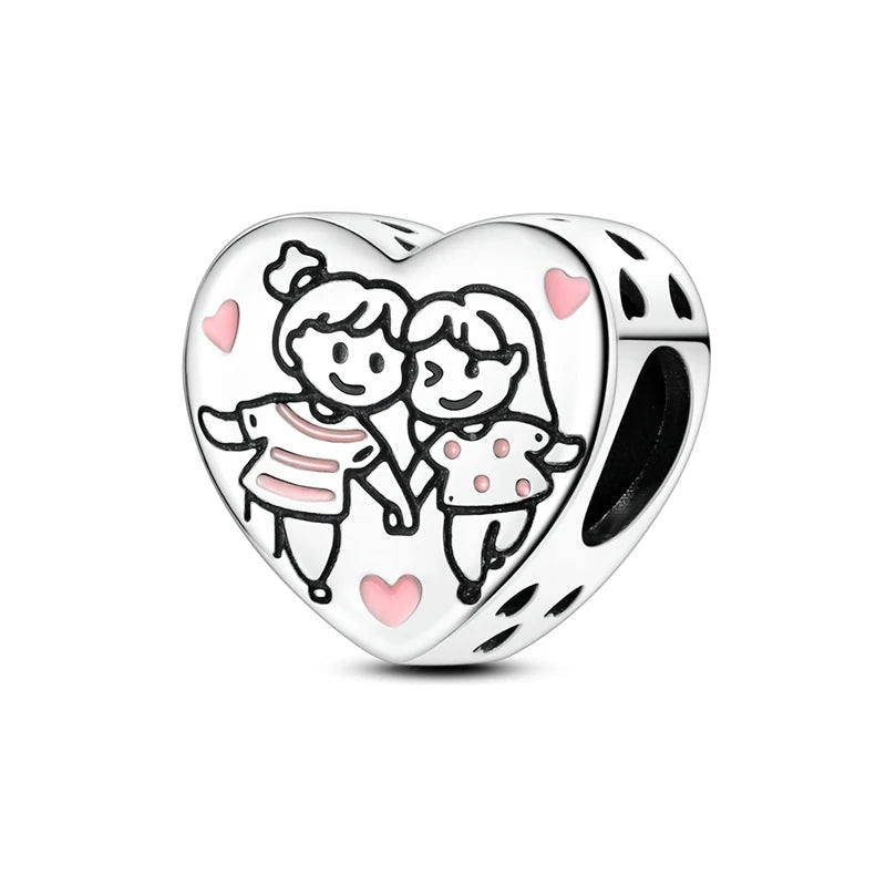 925 Sterling Silver Love Heart Zircon Pendant | Sparkling Beads Fit Original Bracelet & Necklace DIY Jewelry Gift for Women