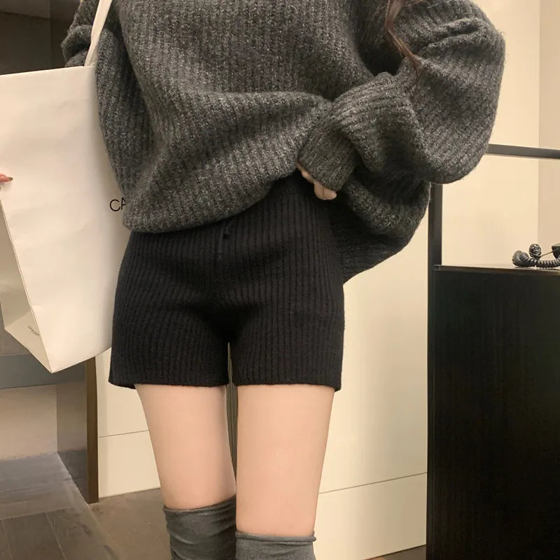 High Waist Knitted Wool Wide-Leg Pants for Women – Autumn Casual Straight Bootcut Trousers