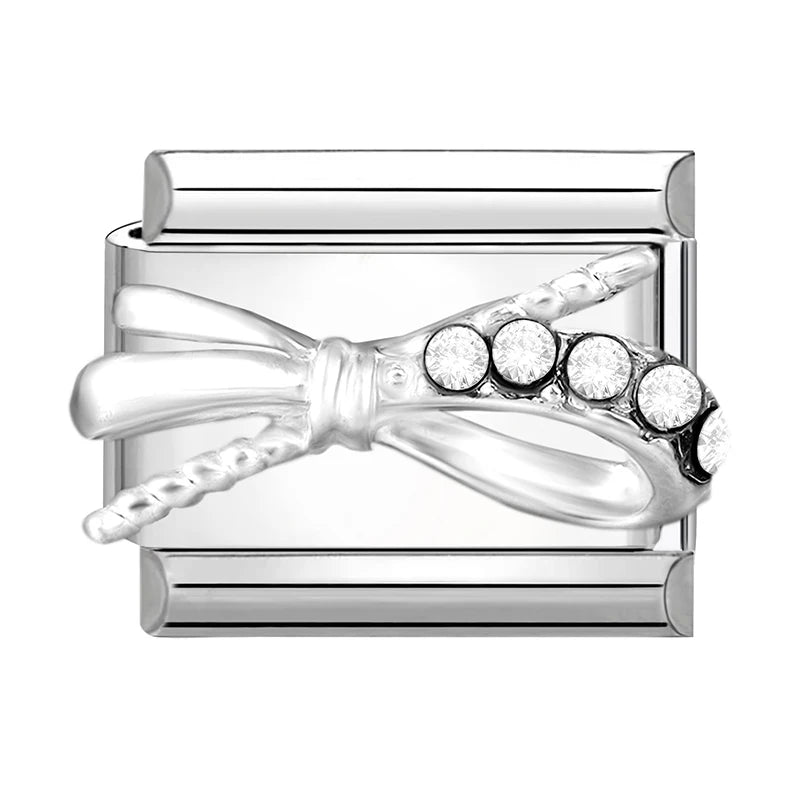 2025 Original Zircon Bow Knot Star Cherry Italian Charm | Stainless Steel 9mm Links DIY Modular Bracelet Jewelry Wholesale