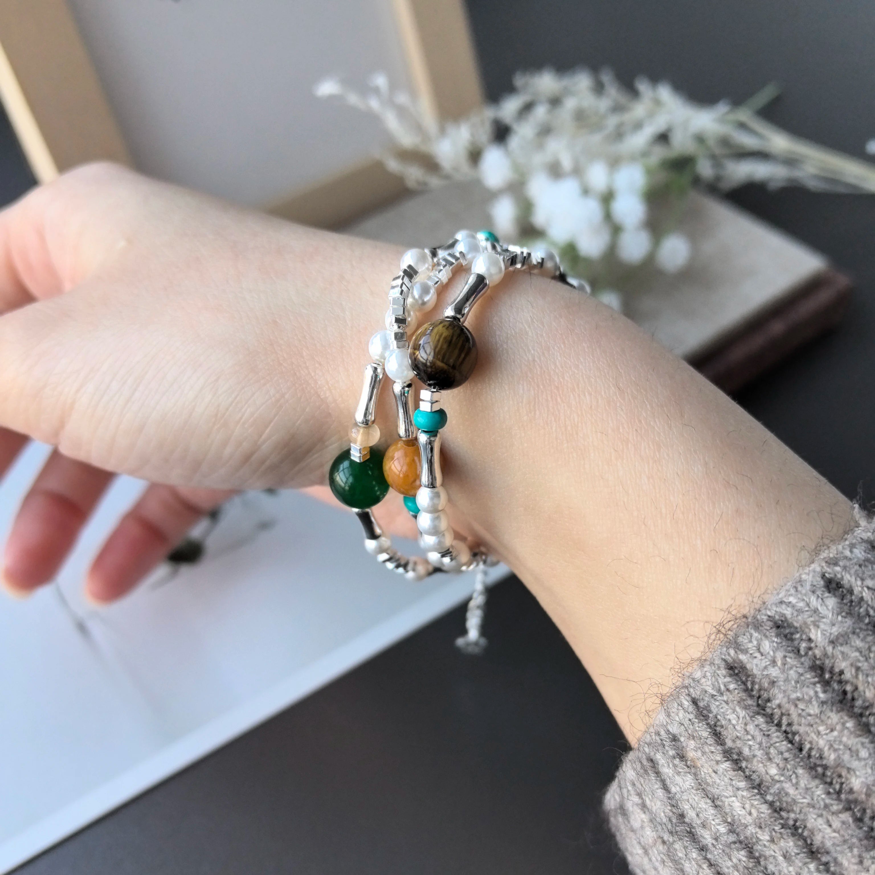 925 Sterling Silver Green Leaf Bracelet | Elegant Nature-Inspired Bangle for Women Girls Fashion Jewelry Gift