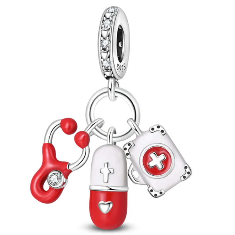 Original 925 Sterling Silver Luminous Lantern & Magic Cat Charm Bead | Glowing Angel Jungle Pendant for Bracelet Jewelry